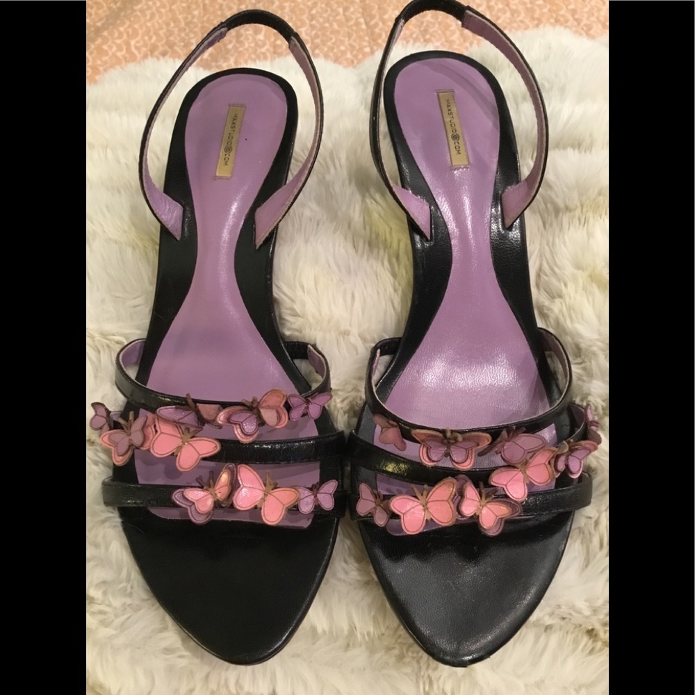 Max Studio low heel black leather sandal sizes 6